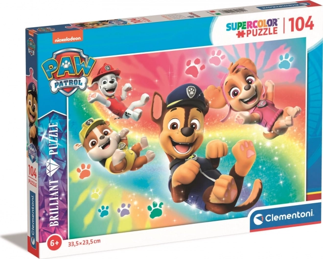 CLEMENTONI Brilliant puzzle Tlapková patrola: Chase, Skye, Marshal a Rubble 104 dílků