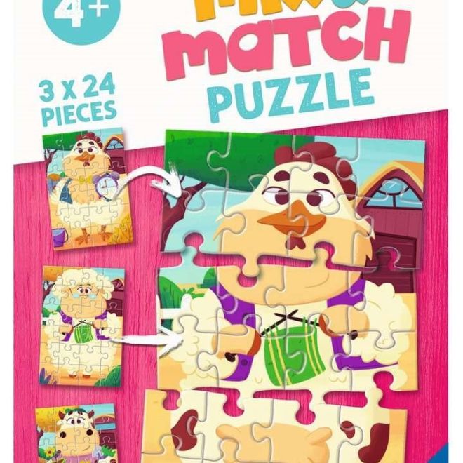 RAVENSBURGER Puzzle Mix&Match: Moji přátelé z farmy 3x24 dílků