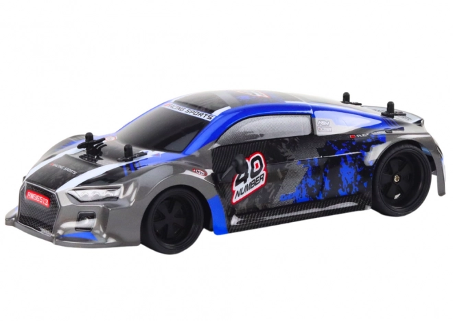 RC auto na dálkové ovládání 1:18 gumová driftovací kola modrá