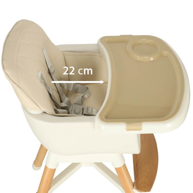 Dětská jídelní židlička s podnožkou, dřevěné nohy barva béžová