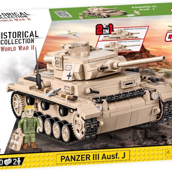 COBI 2562 II WW Panzer III Ausf J, 2 v 1, 780 k, 2 f