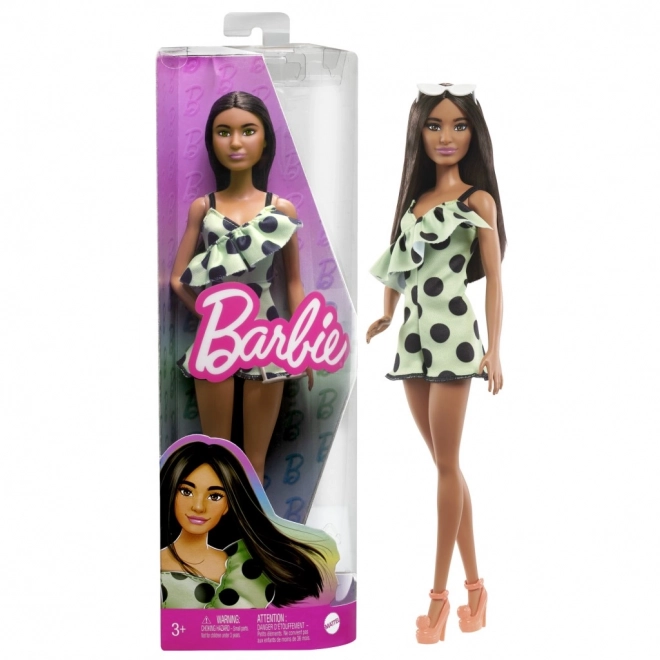 Panenka Barbie Fashionistas v puntíkovaném overalu