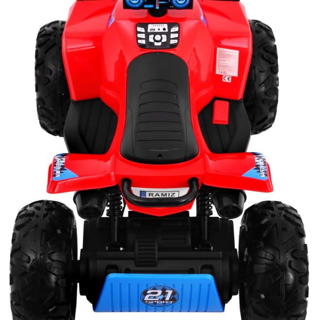 Dětská sportovní čtyřkolka na baterie červená + 4x4 + LED + rádio MP3
