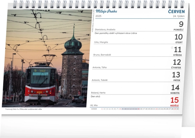 NOTIQUE Stolní kalendář Praha – Miluju Prahu 2025, 23,1 x 14,5 cm