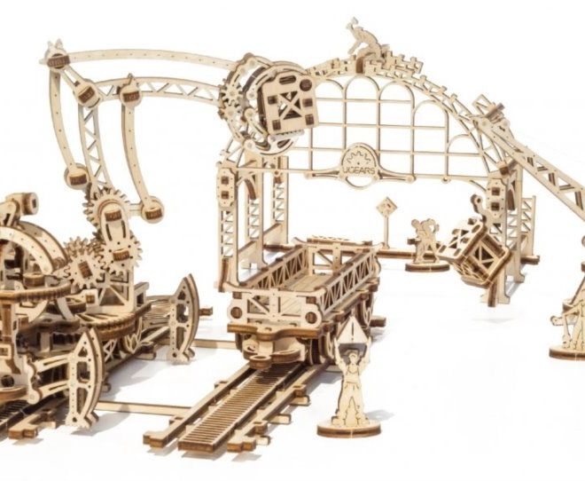 Ugears 3D puzzle - Železniční jeřáb manipulátor 354 dílků