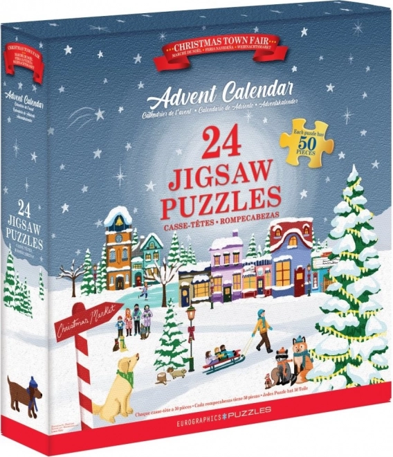 EUROGRAPHICS Puzzle Adventní kalendář: Vánoční jarmark 24x50 dílků