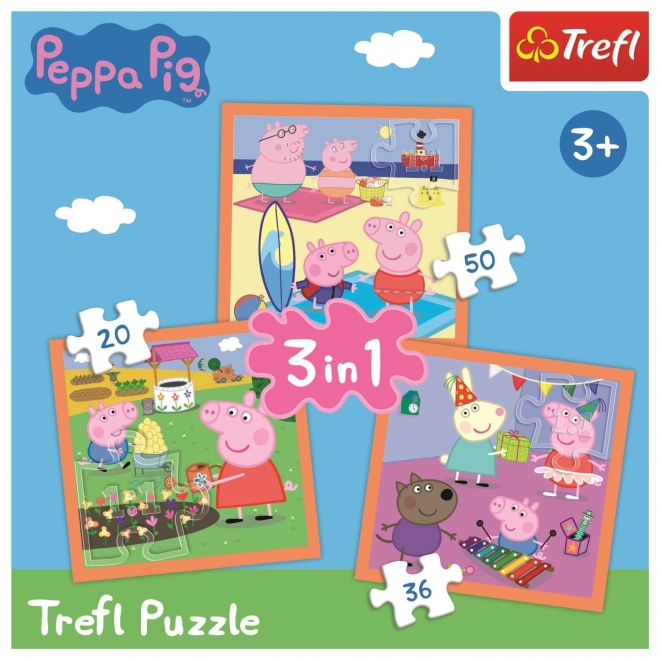 Puzzle 3v1 Důmyslné prasátko Peppa