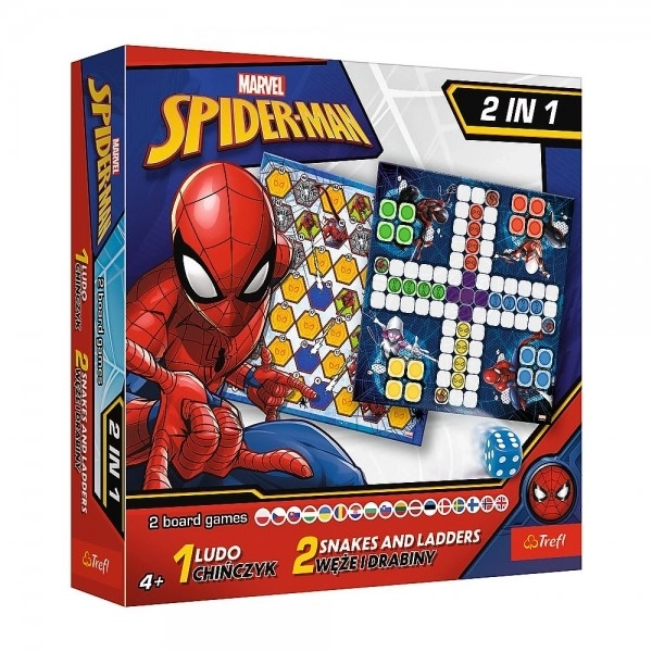 Soubor her 2v1 Člověče, nezlob se, Hadi a žebříky Spider-Man v krabici 25x25x5,5cm