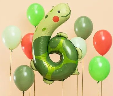 Fóliový narozeninový balónek číslo 6 - Želva 75 x 96 cm