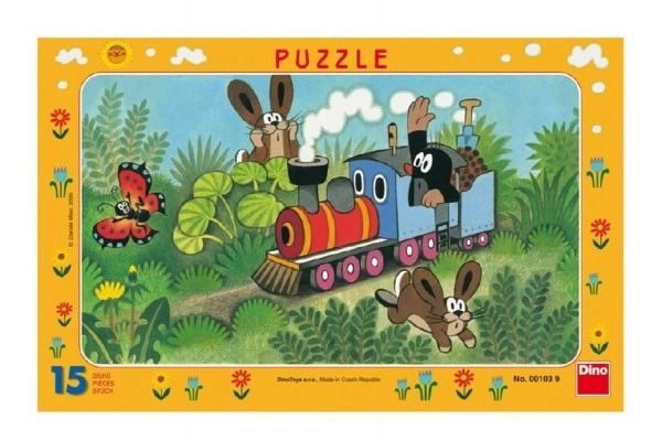 Puzzle deskové Krtek a lokomotiva 29,5x19cm 15 dílků