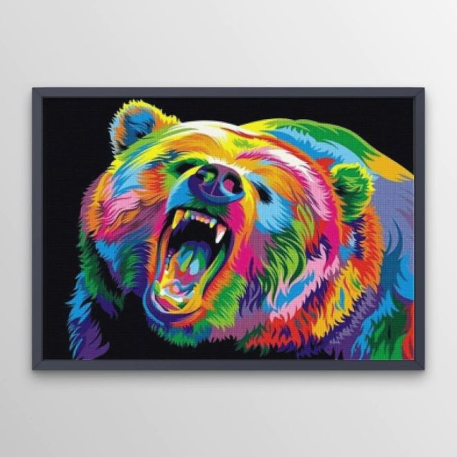 Sada na diamantové malování - duhový medvěd s otevřenou tlamou