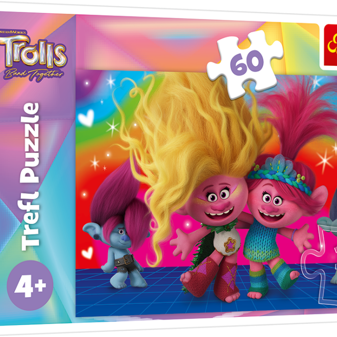 TREFL Puzzle Trollové 3: Přátelští Trollové 60 dílků