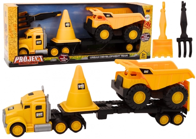 Stavební stroje Set sklápěč Truck stěhování žlutá