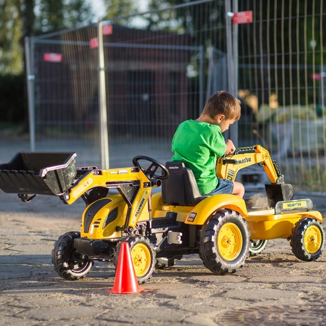 Traktor šlapací Komatsu s přední i zadní lžící a valníkem