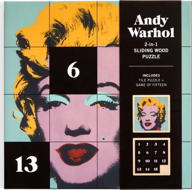 GALISON Posuvné dřevěné puzzle Andy Warhol: Marilyn 2v1 (16 dílků)