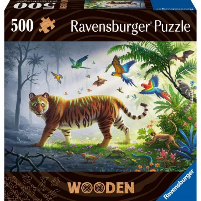 Dřevěné puzzle Tygr v džungli 500 dílků