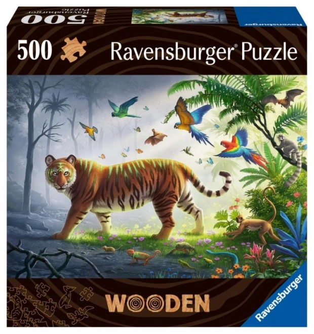 Dřevěné puzzle Tygr v džungli 500 dílků