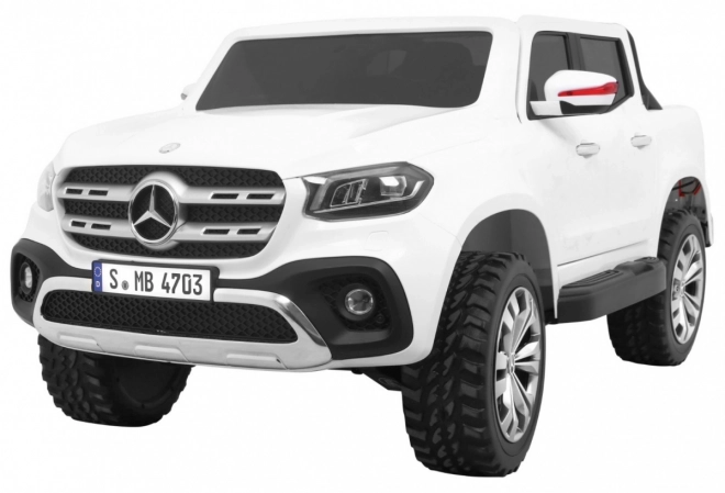 Mercedes Benz třídy X pro děti bílý + dálkové ovládání + 4x4 + MP4 + nosič zavazadel + LED + EVA