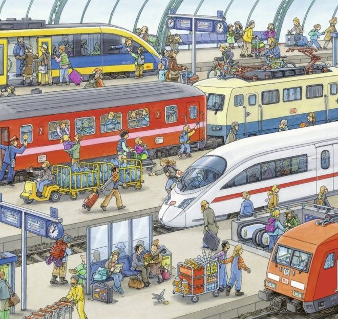 RAVENSBURGER Puzzle Rušné vlakové nádraží 2x24 dílků