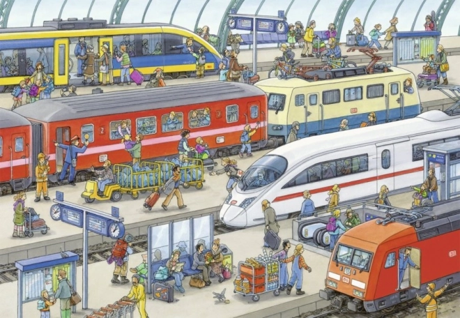 RAVENSBURGER Puzzle Rušné vlakové nádraží 2x24 dílků