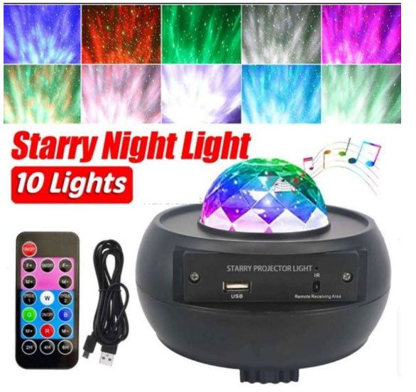 Dětský otočný hudební box s projektorem 3+ Hvězdná obloha 10 barev + noční světlo + reproduktor MP3