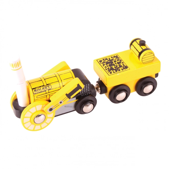 Bigjigs Rail Replika historické lokomotivy Rocket + 2 koleje