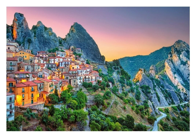 Puzzle 1500 dílků Castorland – Východ slunce nad Castelmezzano