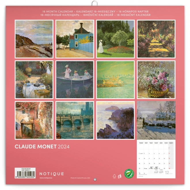 Poznámkový kalendář Claude Monet 2024, 30 × 30 cm
