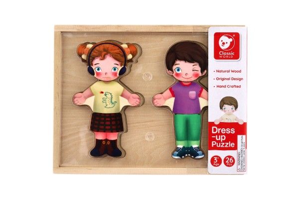 Dřevěná skládanka oblékání - děvče a chlapec