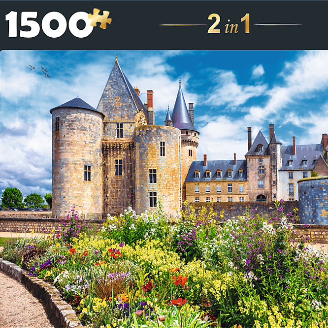 TREFL Sada 2v1 puzzle Zámek Sully-sur-Loire, Francie 1500 dílků s lepidlem