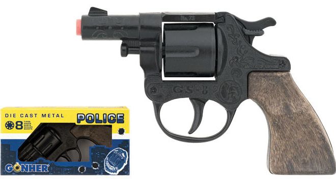 Policejní revolver kovový  černý 8 ran