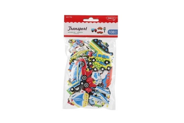 Samolepky pěnové doprava 108ks v sáčku 12x21cm