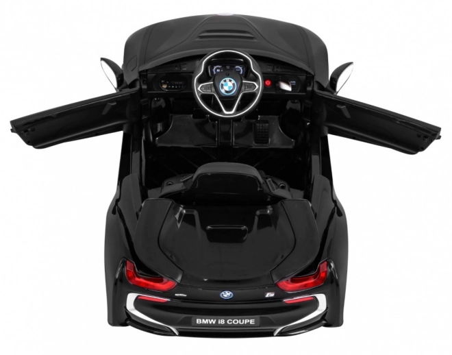 BMW I8 Lift Battery Car Black + dálkové ovládání + pomalý start + 3bodové pásy + MP3 USB + LED dioda