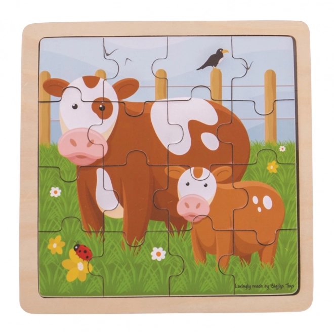 Bigjigs Toys puzzle - Kravička s telátkem