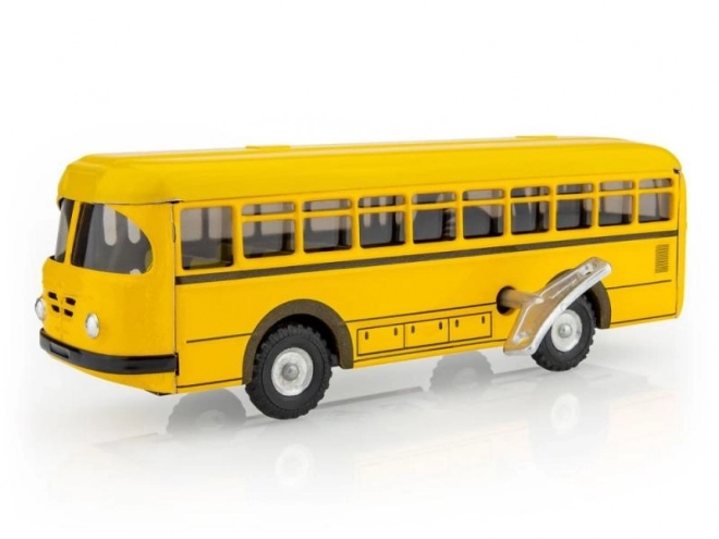 Autobus retro na klíček kov 19cm žlutý v krabičce Kovap