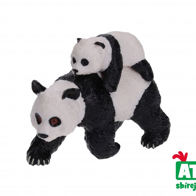 C - Figurka Panda s mládětem 8 cm