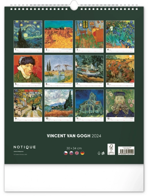 Nástěnný kalendář Vincent van Gogh 2024, 30 × 34 cm
