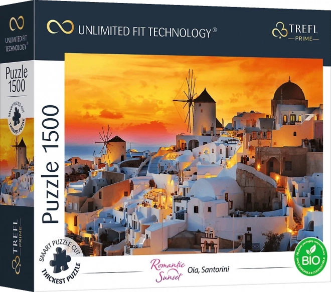 Puzzle romantický západ slunce Santorini 1500 dílků