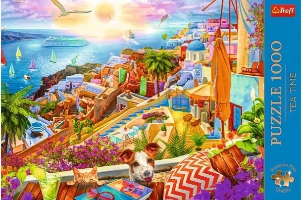 Puzzle 1000 dílků Premium Plus Quality S návštěvou Santorini