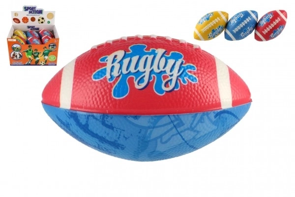 Míček rugby ovál pěna 14cm 3 barvy 12ks v boxu