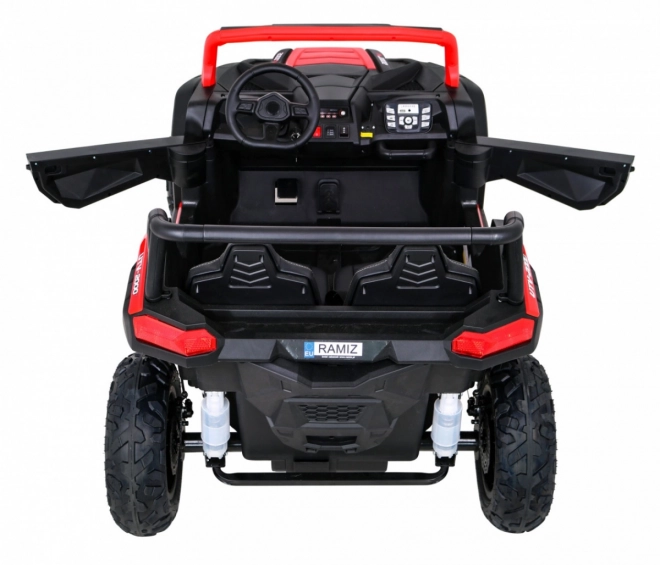 Silná závodní čtyřkolka buggy pro 2 děti Červená + Střídavý motor + Nafukovací kola + LED audio