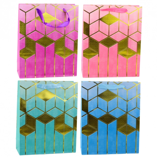 Papírová dárková taška se zlatými geometrickými vzory