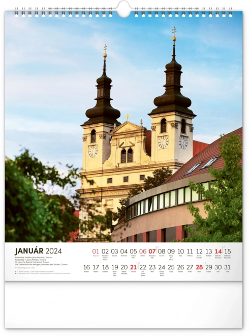 Nástenný kalendár Pamätihodnosti Slovenska 2024, 30 × 34 cm