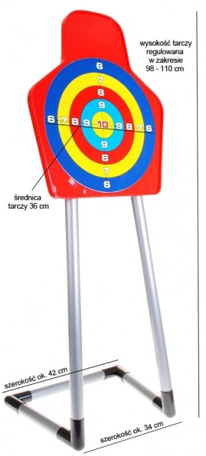 Velká kuše pro děti 3+ Štít na stojanu + 3 šrouby s přísavkami + toulec