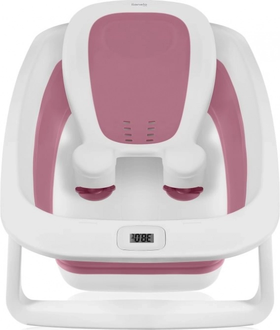 Lionelo Skládací vanička s teploměrem a lehátkem Pink Magnolia