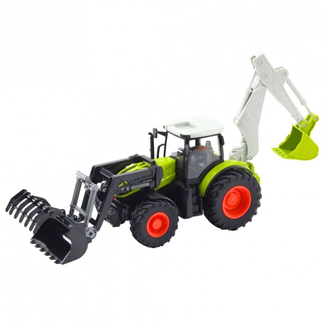 Zábavný traktor s otočnou lopatou a bagrem