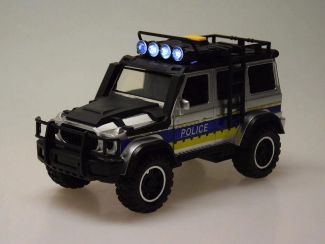 Policie terénní auto s pohonem, světly a zvuky