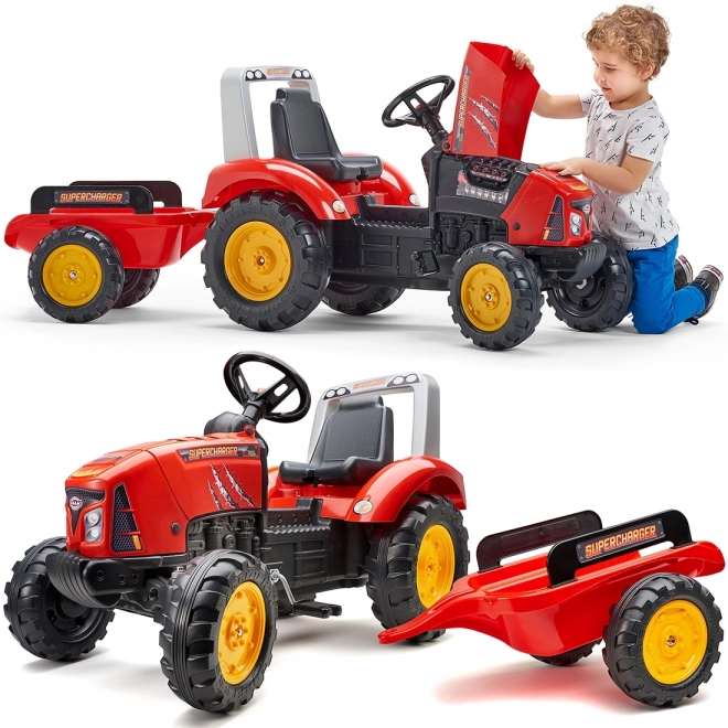 Traktor na pedály Red Supercharger s přívěsem