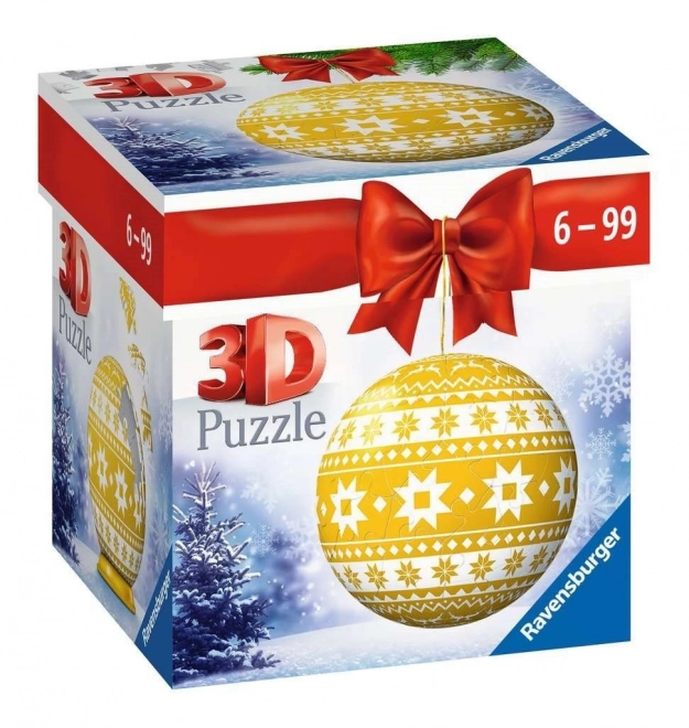 RAVENSBURGER Puzzleball Vánoční ozdoba žlutá s norským vzorem 56 dílků