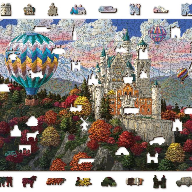 Wooden City Dřevěné puzzle Zámek Neuschwanstein 2v1, 1010 dílků EKO